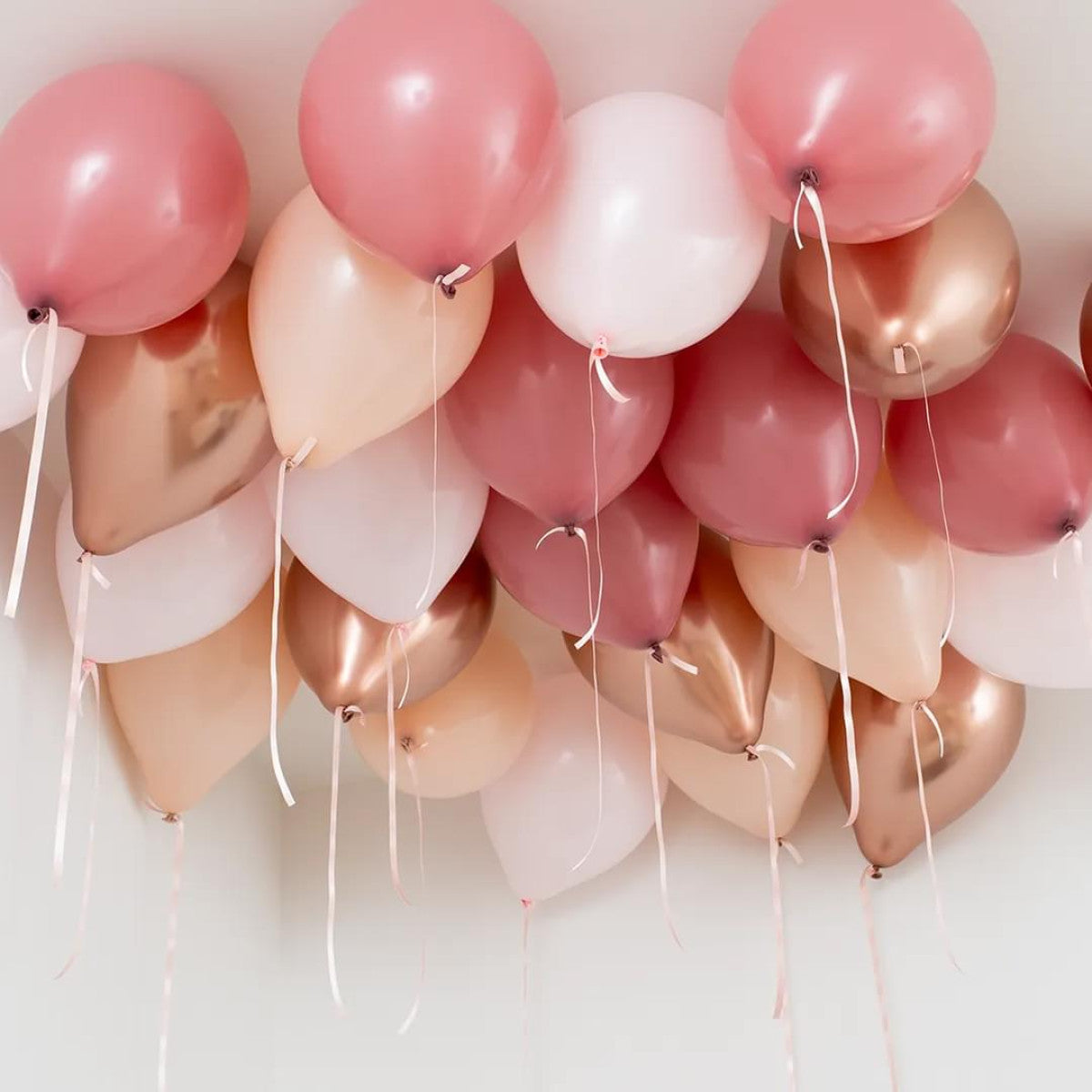 Rose Gold Helium Ceiling Balloons Elevate Your Celebration with Stunning Helium Ceiling Balloons Helium Balloon Bouquet