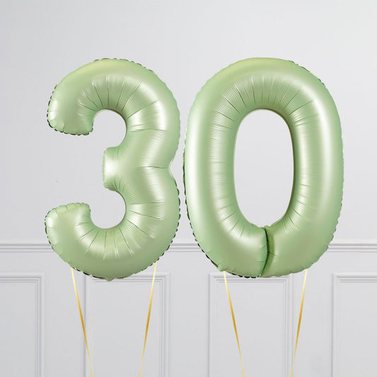 Helium Green Two Number Set Balloon with 3 Foil Star Balloons