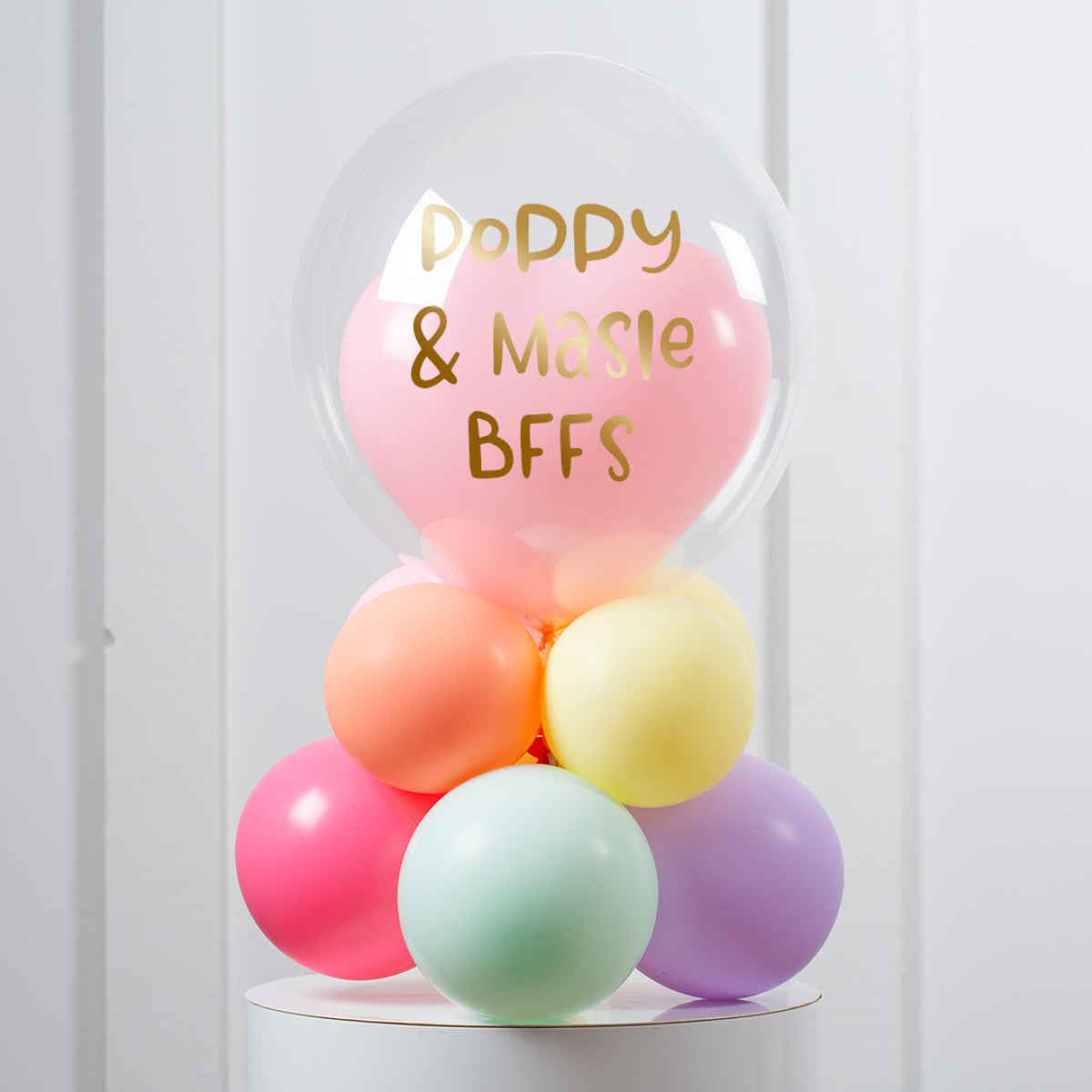 Personalised Valentine's Pink, Orange, Yellow, Red, Green and Purple Balloon on Stand with Customizable Sticker - All Colors Available