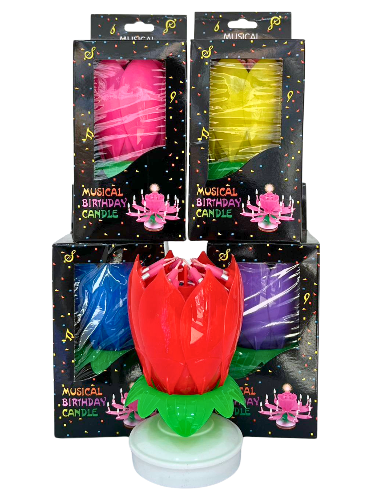 Musical Birthday Candle - Lotus Flower Design (Multiple Colors)