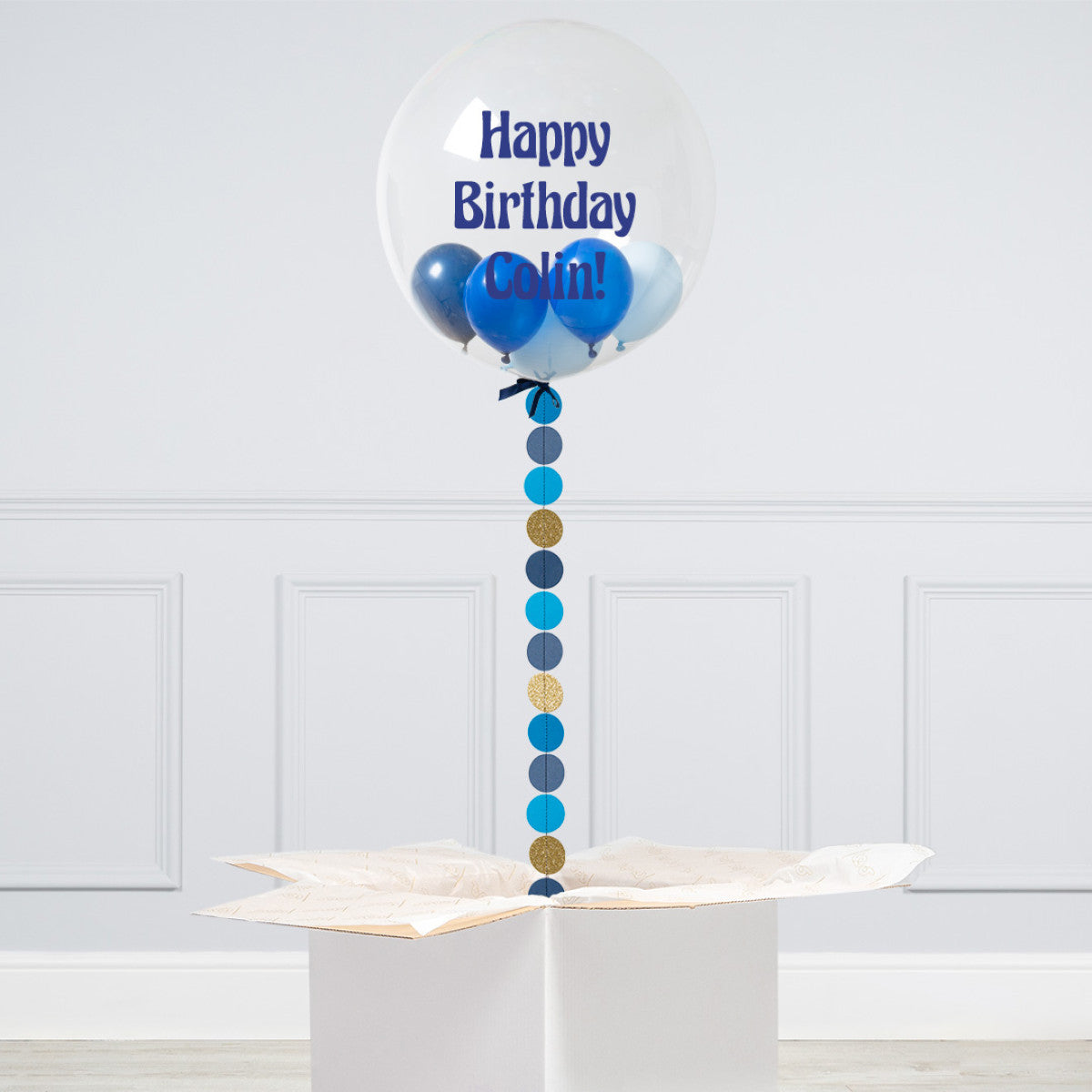 Personalised Helium Balloon Deep Blue Mini Filled Helium Bubble Balloon Elevate Your Celebration with Our Stunning Helium Bubble Balloon Bouquet