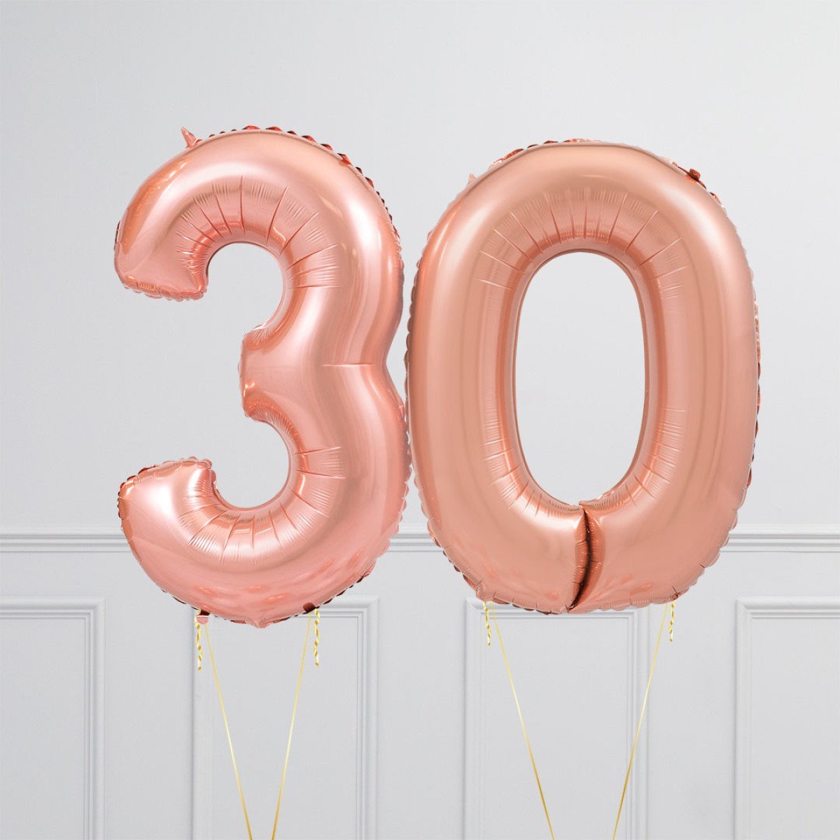 Helium Pink Two Number Set Balloon with 3 Hearts Foil Balloons