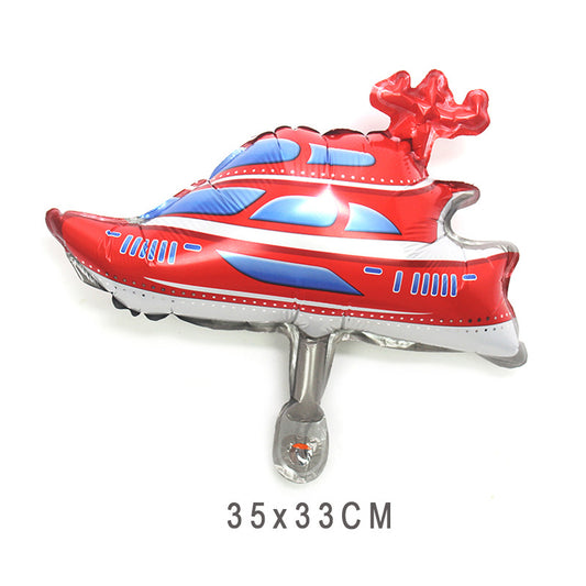 Mini Speedboat Ship Kids Birthday Balloon Bouquet Red