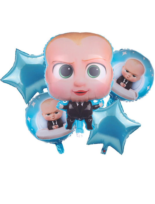 Baby Boss  Kids Birthday Disney Cartoon Boss Balloon Set Helium Balloon Bouquet Blue Black