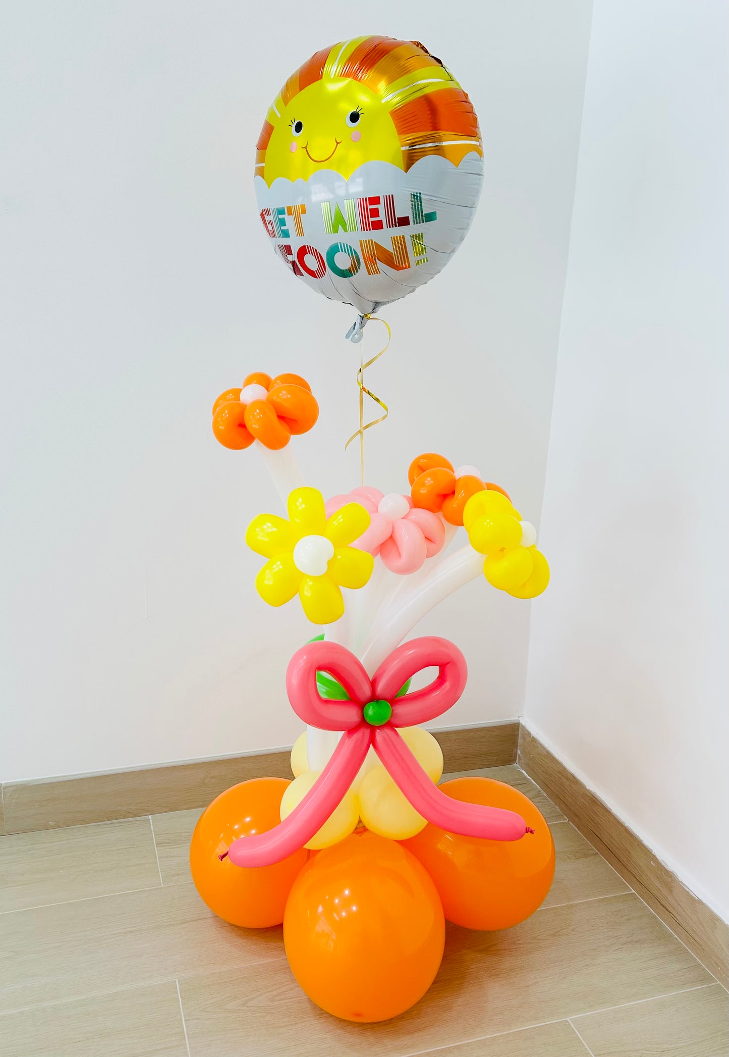 Get Well Soon Balloons Sun Foil Balloons to Express Your Sympathy and Bring a Smile to the Face of a Sick Friend Helium Balloon Bouquet White