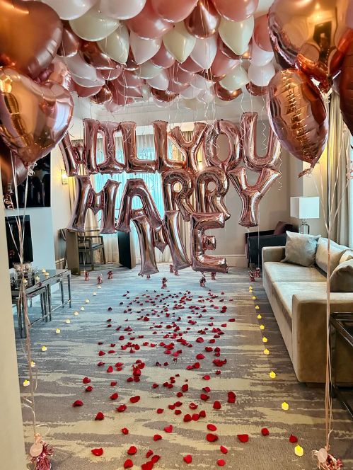 Will You Marry Me Surprise Setup Proposal Beautiful Love Candles Romantic Proposal Event Decor Rose Gold