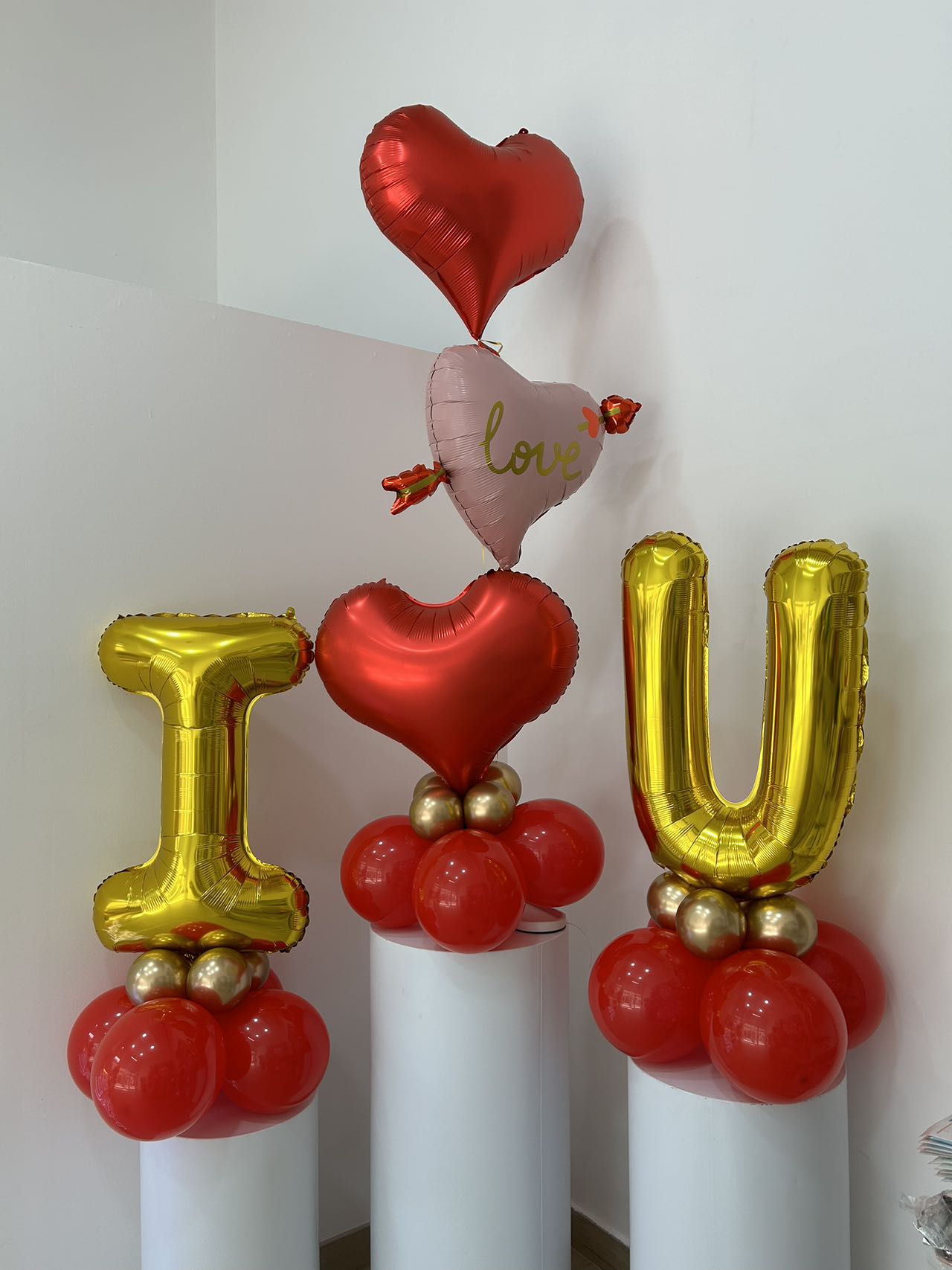 I Love U The Ultimate Romantic Wedding & Anniversary Surprise Gift Valentine's Day Helium Balloon Bouquet Red Pink Gold