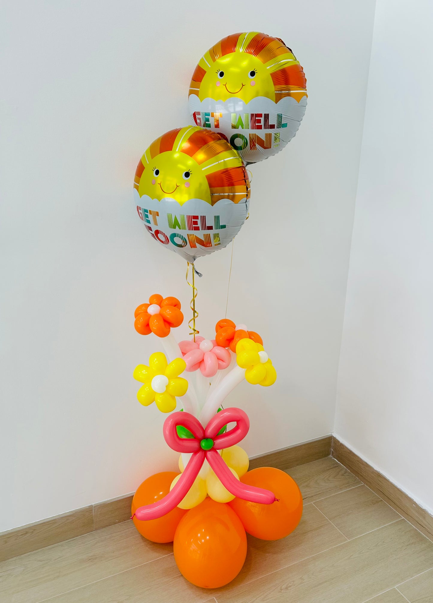 Get Well Soon Balloons Sun Foil Balloons to Express Your Sympathy and Bring a Smile to the Face of a Sick Friend Helium Balloon Bouquet White