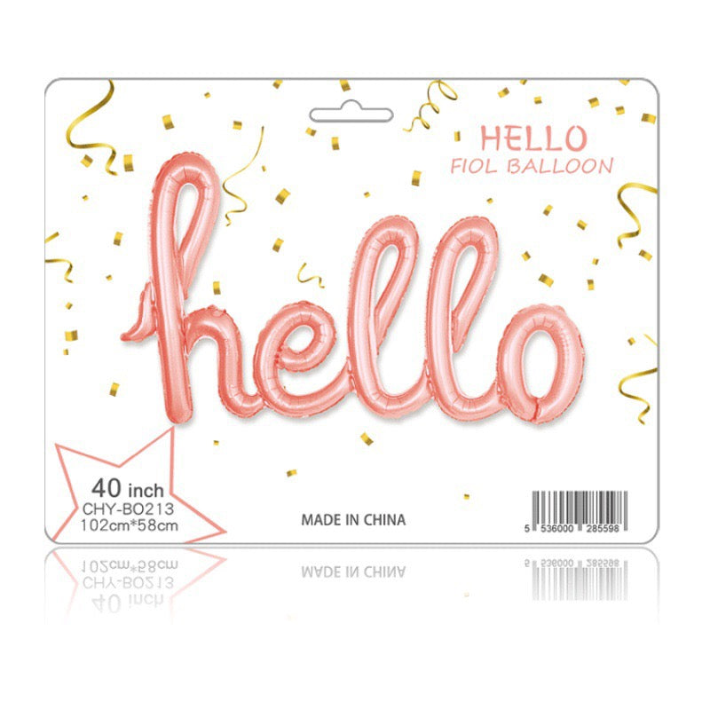 Hello New Baby Foil Balloon Banner Rose Gold