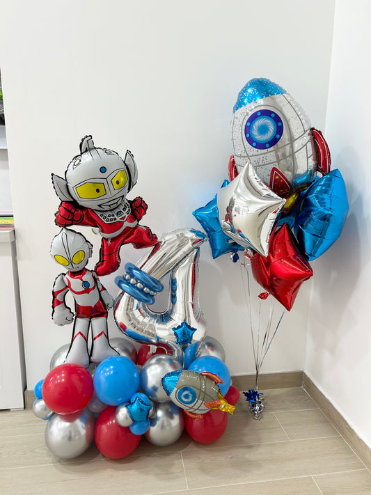 Platform Ultraman Kids Birthday Super Hero Balloon Japanese Otman Set Helium Balloon Bouquet Blue