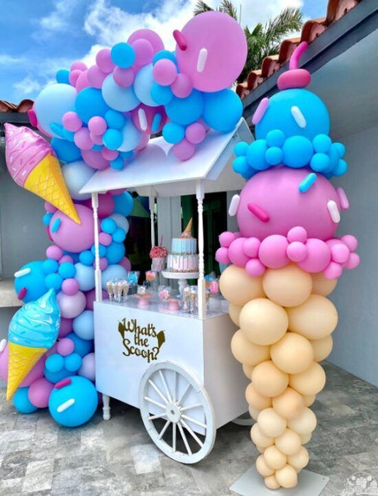 Balloon Purple, Blue and Beige Designed Ice cream with Pink, White and Blue Sprinkles Decor - Ice Cream-Themed Perfect for special occasions!