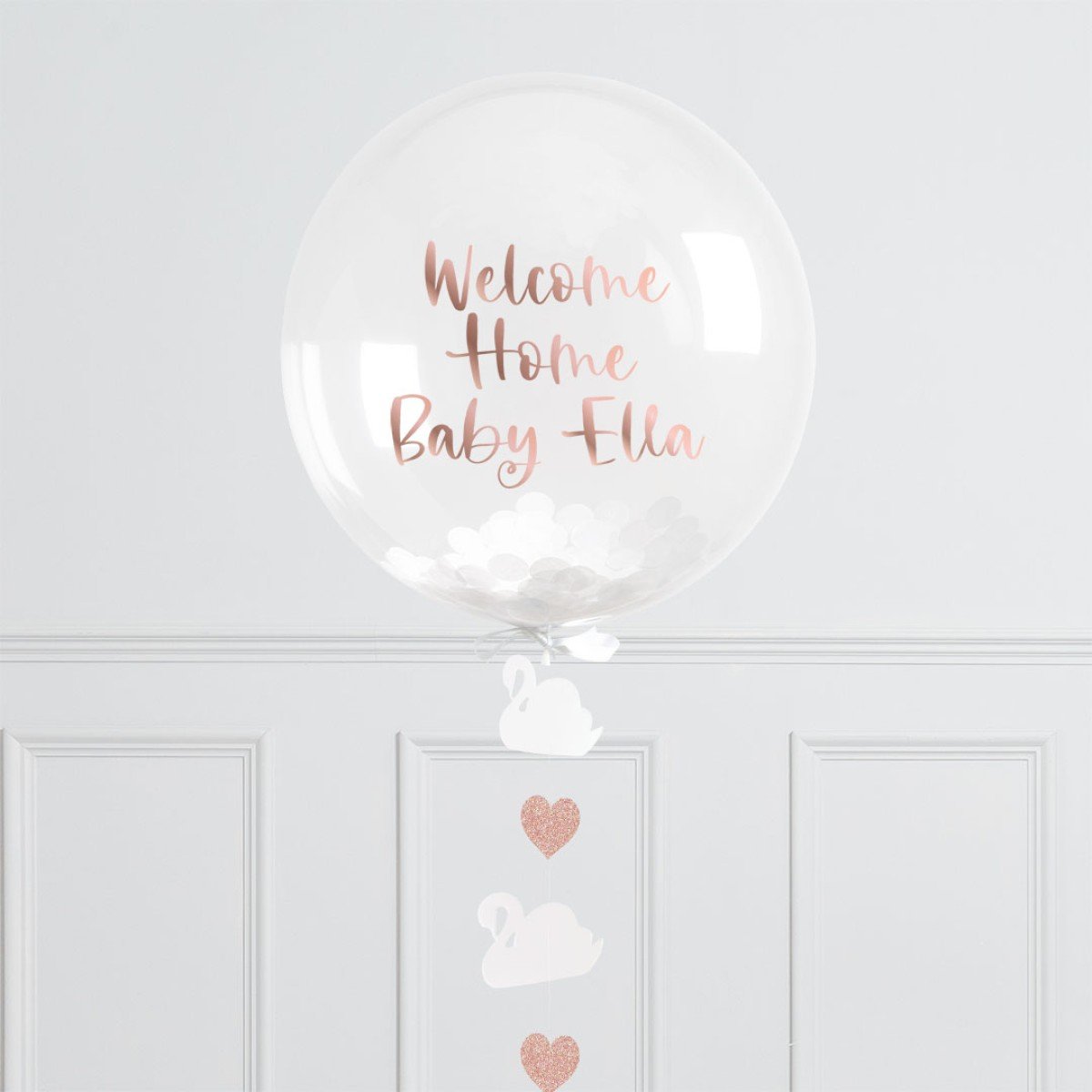 Personalised Helium Balloon Swan Confetti Helium Bubble Balloon Elevate Your Celebration with Our Stunning Helium Bubble Balloon Bouquet