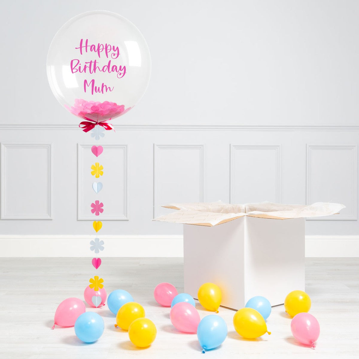 Personalised Helium Balloon Flower Tail Confetti Helium Bubble Balloon Elevate Your Celebration with Our Stunning Helium Bubble Balloon Bouquet