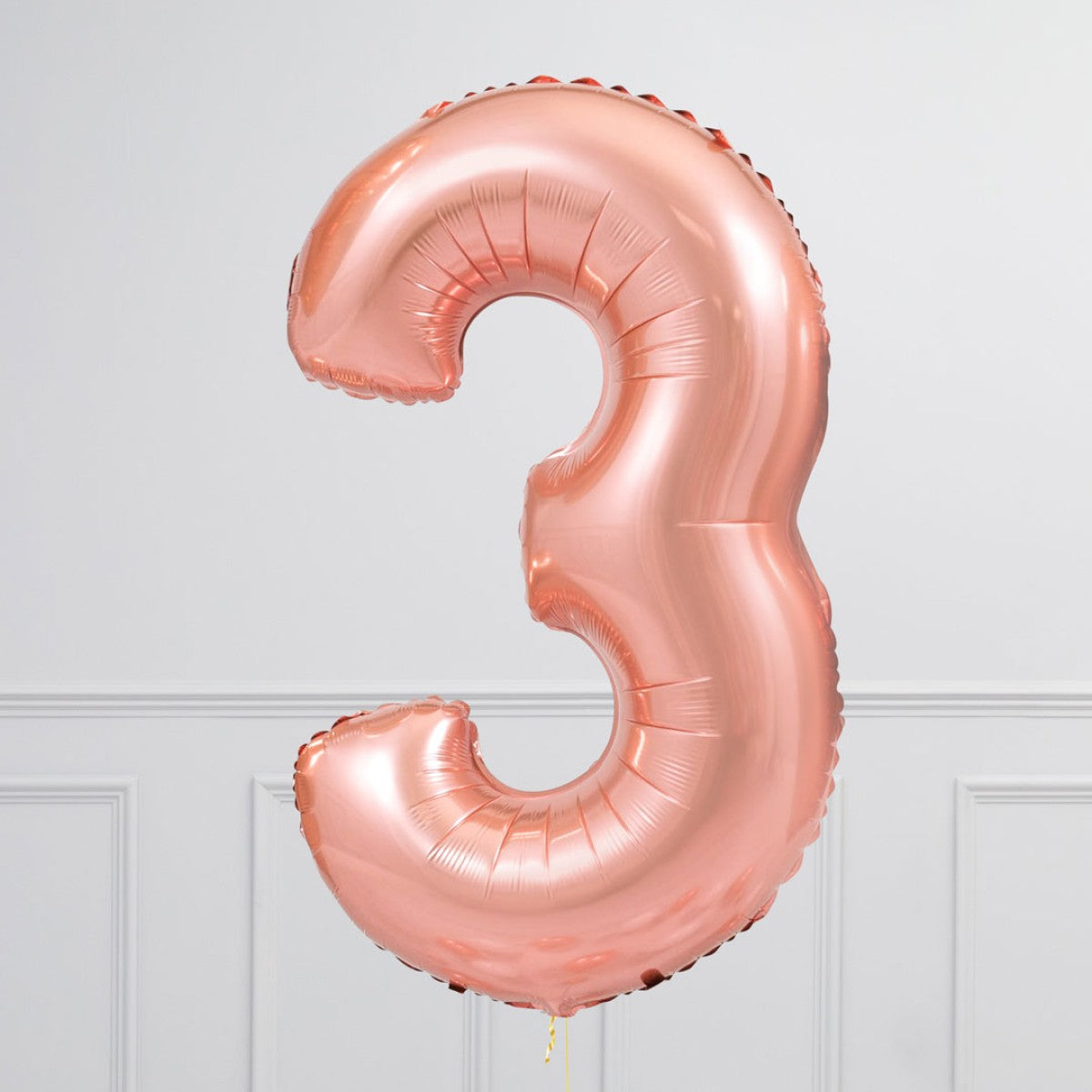 Helium Pink Two Number Set Balloon with 3 Hearts Foil Balloons