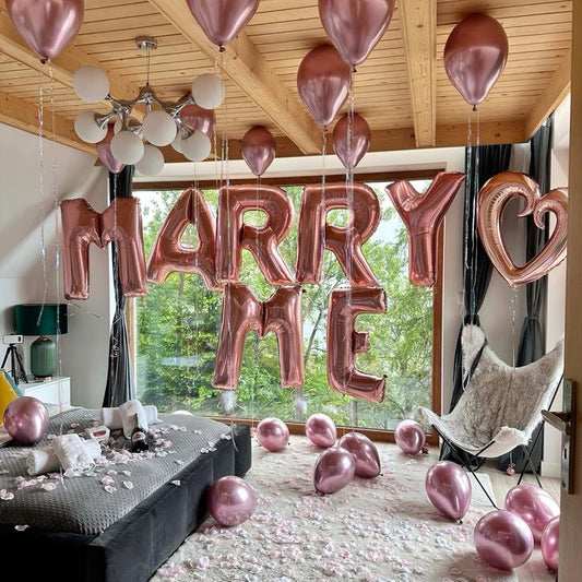 (225ProductCode)  Balloon & Banner Bash - Perfect for Birthday Celebration!  Will You Marry Me Surprise Setup Proposal Proposal Event Decor White