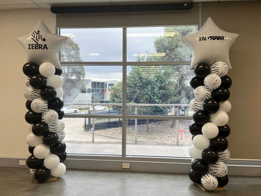 Balloon Black and White with Star on top Pillar/Column/Tower - Corporate Event, Grand Opening, Company Event Perfect for special occasion!