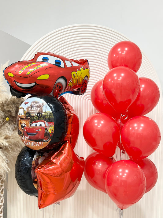 Cars-Themed Helium Set with Latex Red Balloons Bunch - Perfect for Kids Birthday Party!
