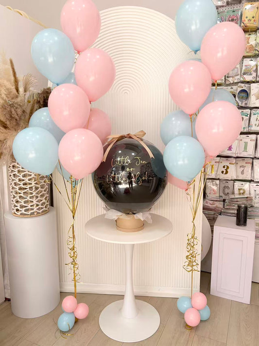 Popping Gender Reveal Balloon with Latex Helium Bunch Blue Pink - Customizable Design