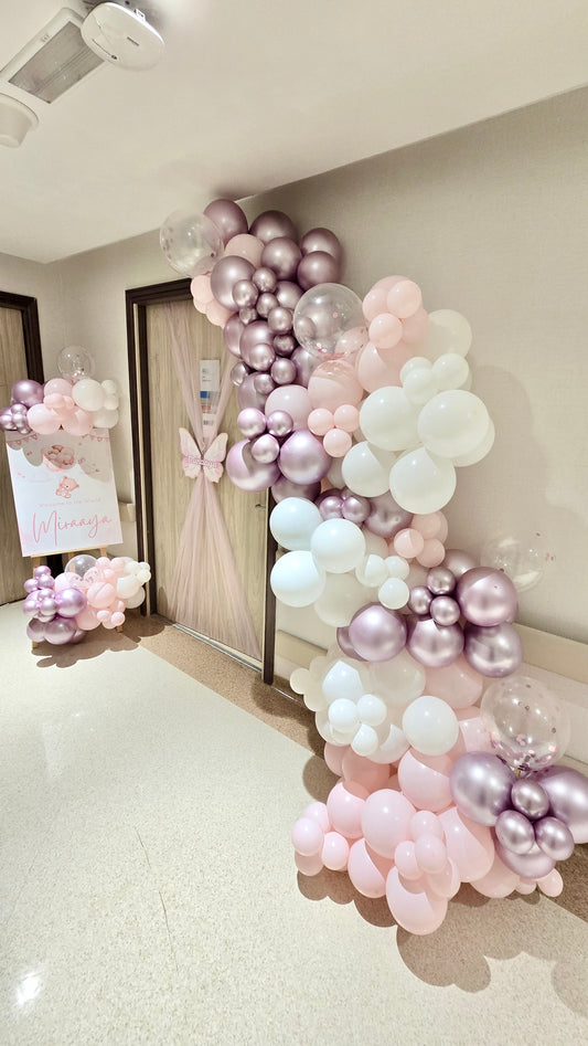 Hospital Setup Welcoming Baby Customize Welcome Board with Organic Balloon Chain, Wall Balloon Chain Garland and Door Decor Cutouts and Ribbon Fabric - Perfect for special occasions