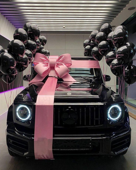 Car Surprise Balloon Printed Logo Black Helium Latex with Customize Ribbons - Perfect for Any Bold Celebrations