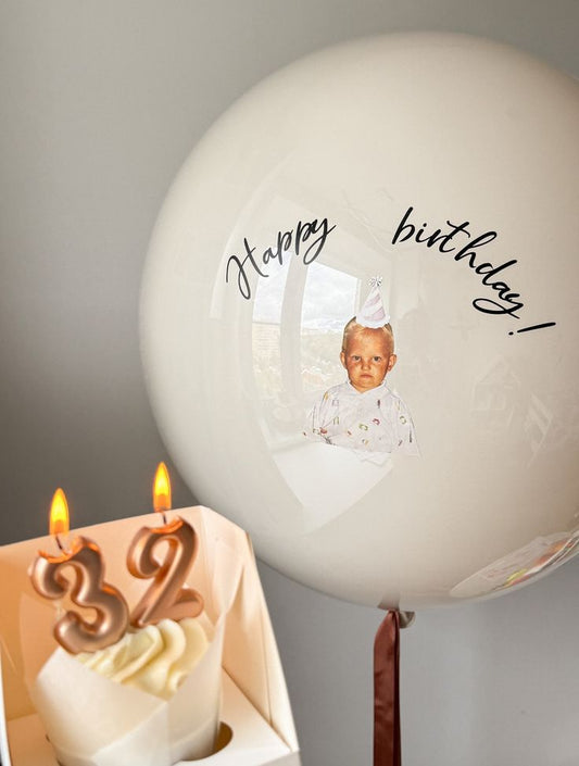 Customization Photo Balloon Personalised Latex Customize Sticker Photo and Latex Customizable Design Beige