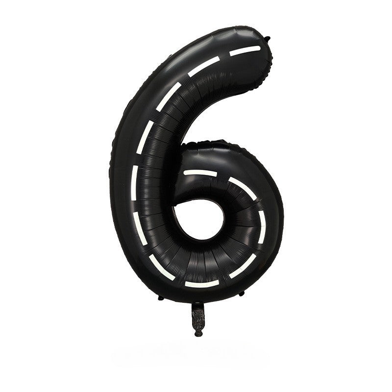 40-inch Foil Black Race Track-Themed Number Balloons (0-9) - Perfect for any Special Occasions