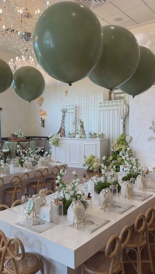 Centerpieces Olive Green Latex Helium Balloons with White Strings - Perfect for Special Occasions!