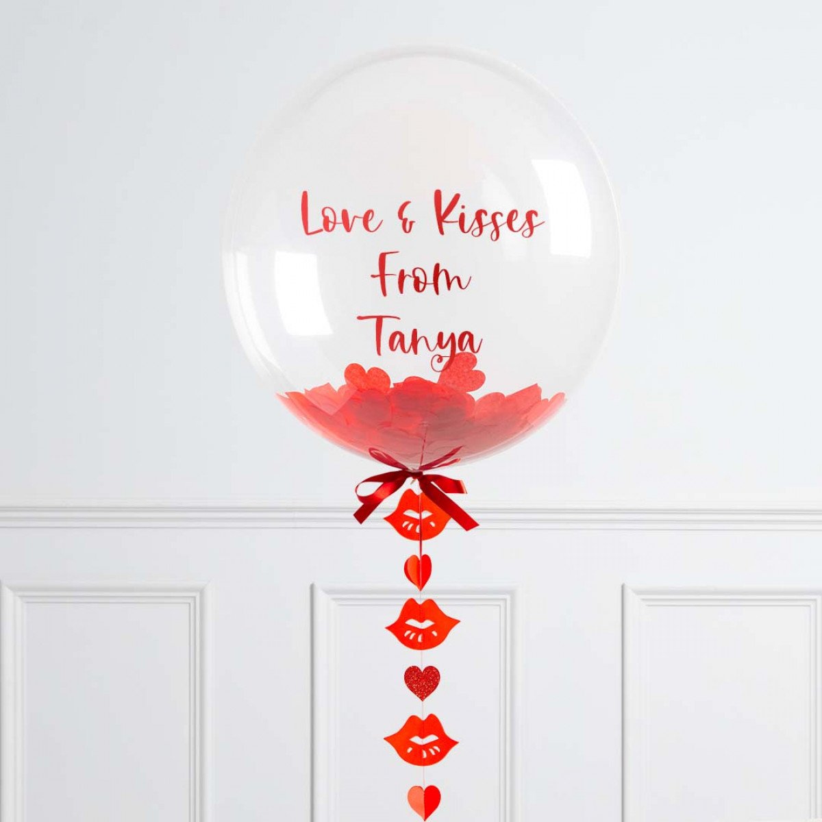 Personalised Helium Balloon Sending Kisses Confetti Helium Bubble Balloon Elevate Your Celebration with Our Stunning Helium Bubble Balloon Bouquet