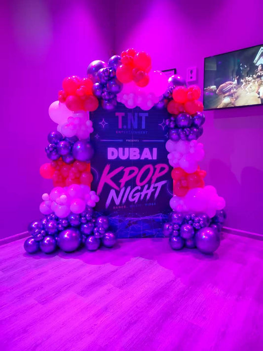 Customizable Board K-pop Backdrop with Helium Balloon Pink And Gold