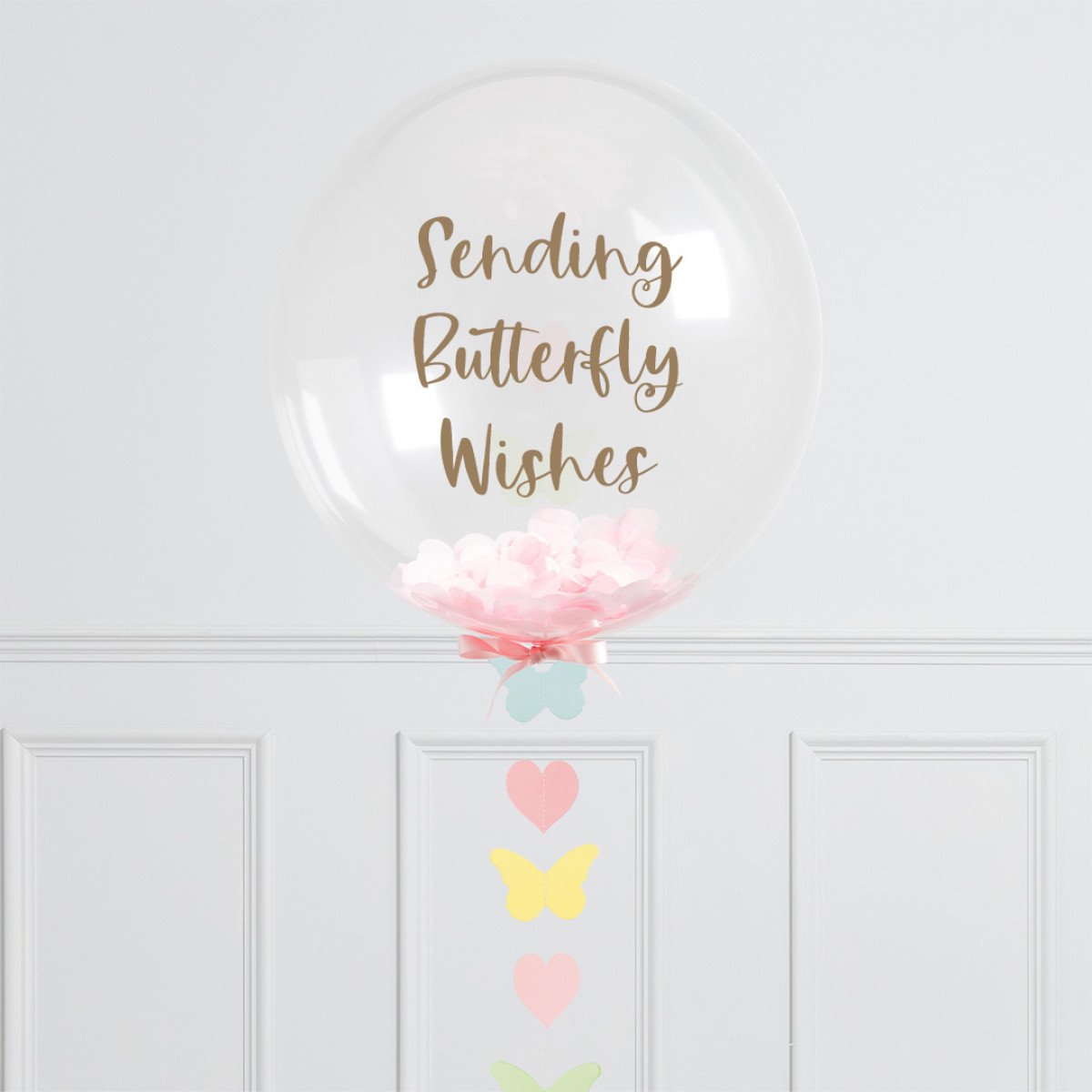 Personalised Helium Balloon Butterfly Confetti Helium Bubble Balloon Elevate Your Celebration with Our Stunning Helium Bubble Balloon Bouquet