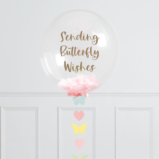 Personalised Helium Balloon Butterfly Confetti Helium Bubble Balloon Elevate Your Celebration with Our Stunning Helium Bubble Balloon Bouquet