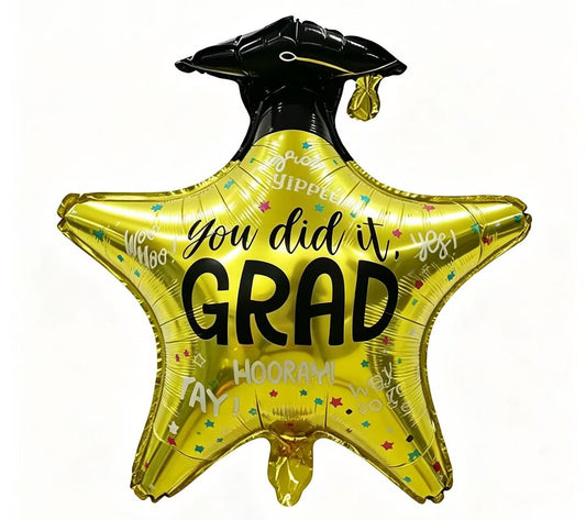 Graduation Hat Gold Star Kids Birthday Graduation Balloon Helium Balloon Bouquet Black Gold