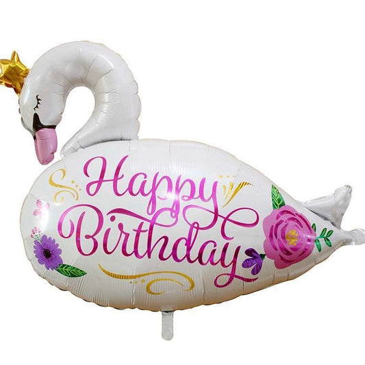 White Swan ‘Happy Birthday’  Helium Foil Balloon - Perfect for any celebration!