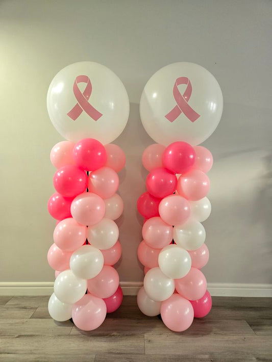 Pillar/Column/Tower Pink and White with Customize Pink Bow Stickers - Customizable Design