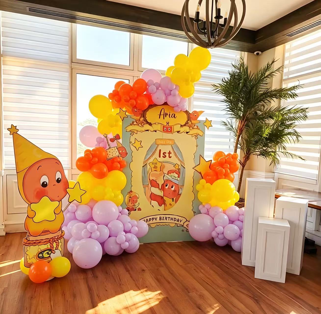 Pop Mart Twinkle Twinkle Labubu Theme Backdrop  Wall Balloon Chain Foam Board Helium Balloon