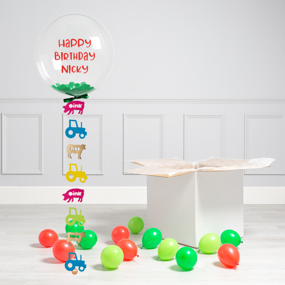 Personalised Helium Balloon Farmyard Confetti Helium Bubble Balloon Elevate Your Celebration with Our Stunning Helium Bubble Balloon Bouquet