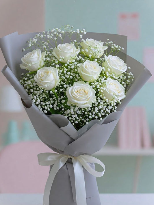White Roses - Floral Fresh Bouquet