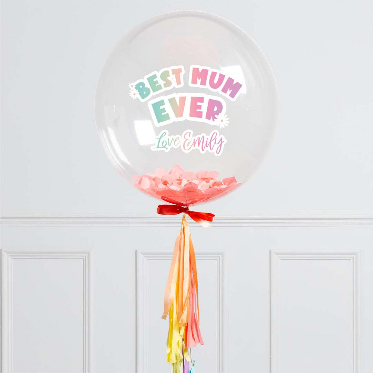 Personalised Helium Balloon Pastel Best Mom Mother’s Day Confetti Helium Bubble Balloon Elevate Your Celebration with Our Stunning Helium Bubble Balloon Bouquet