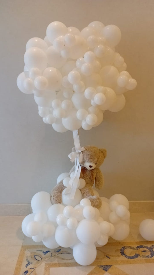 Hospital or Home Welcoming Baby Balloon White Teddy Bear - Perfect for special occasions