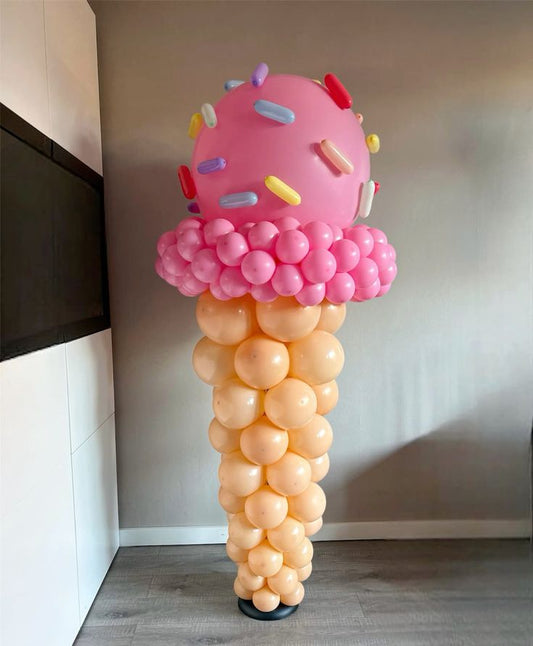 Balloon Pink and Beige Designed Ice cream with Blue, Orange, Red and Yellow Sprinkles Design - Ice Cream-Themed Perfect for special occasions!
