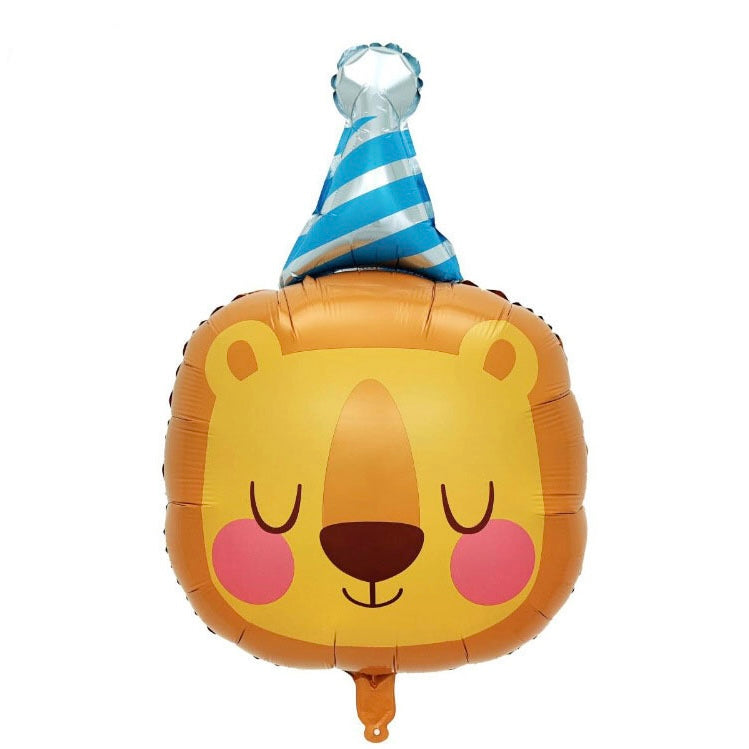 Lion Animal with Party Hat Helium Foil Balloon - Perfect for any celebration!