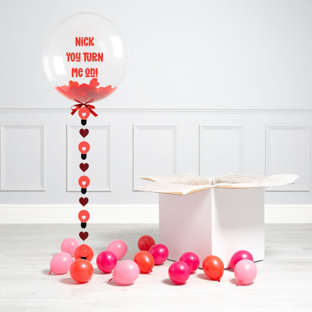 Personalised Helium Balloon Turn Me On Valentine's Day Helium Bubble Balloon Elevate Your Celebration with Our Stunning Helium Bubble Balloon Bouquet