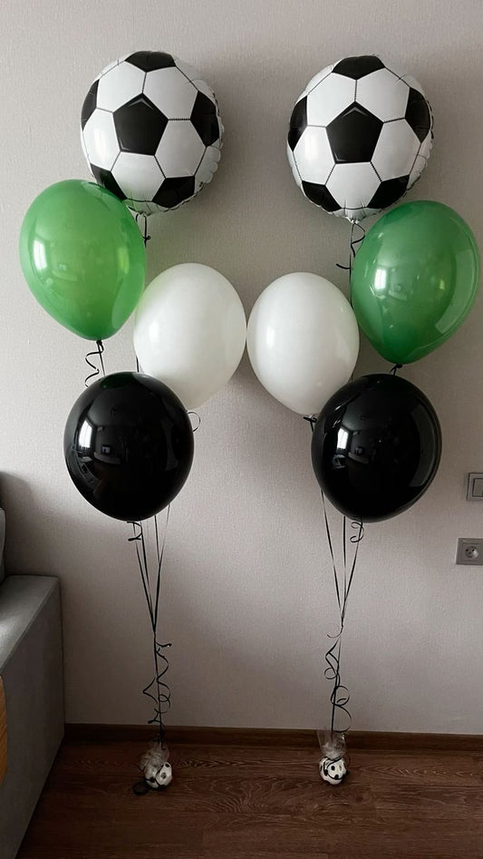 Balloon Soccer Ball Foil and Olive Green, White, Black Latex Helium Bunch - Sports-Themed, Football-Themed Soccer-Themed Perfect for any Occasions!
