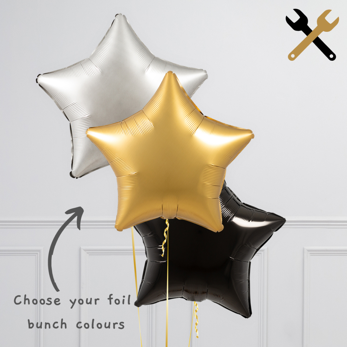 Helium Black Two Number Set Balloon with 3 Foil Star Balloons