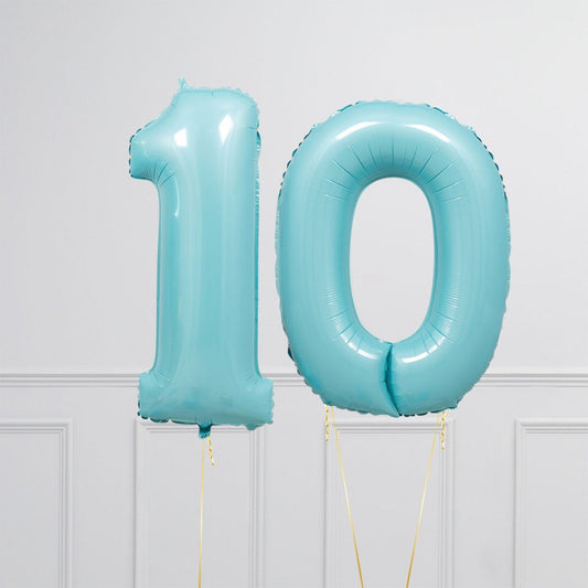 Helium Blue Two Number Set Balloon with 3 Foil Star Balloons