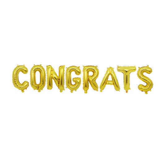 Gold CONGRATS Foil Balloon Banner Silver - Perfect for Surprises!