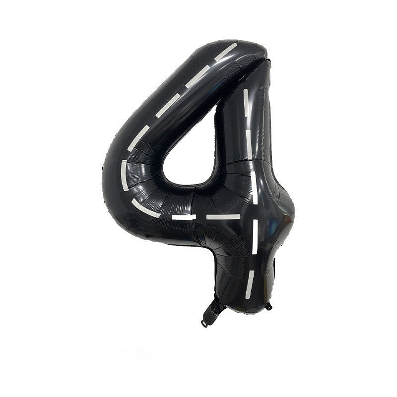 40-inch Foil Black Race Track-Themed Number Balloons (0-9) - Perfect for any Special Occasions