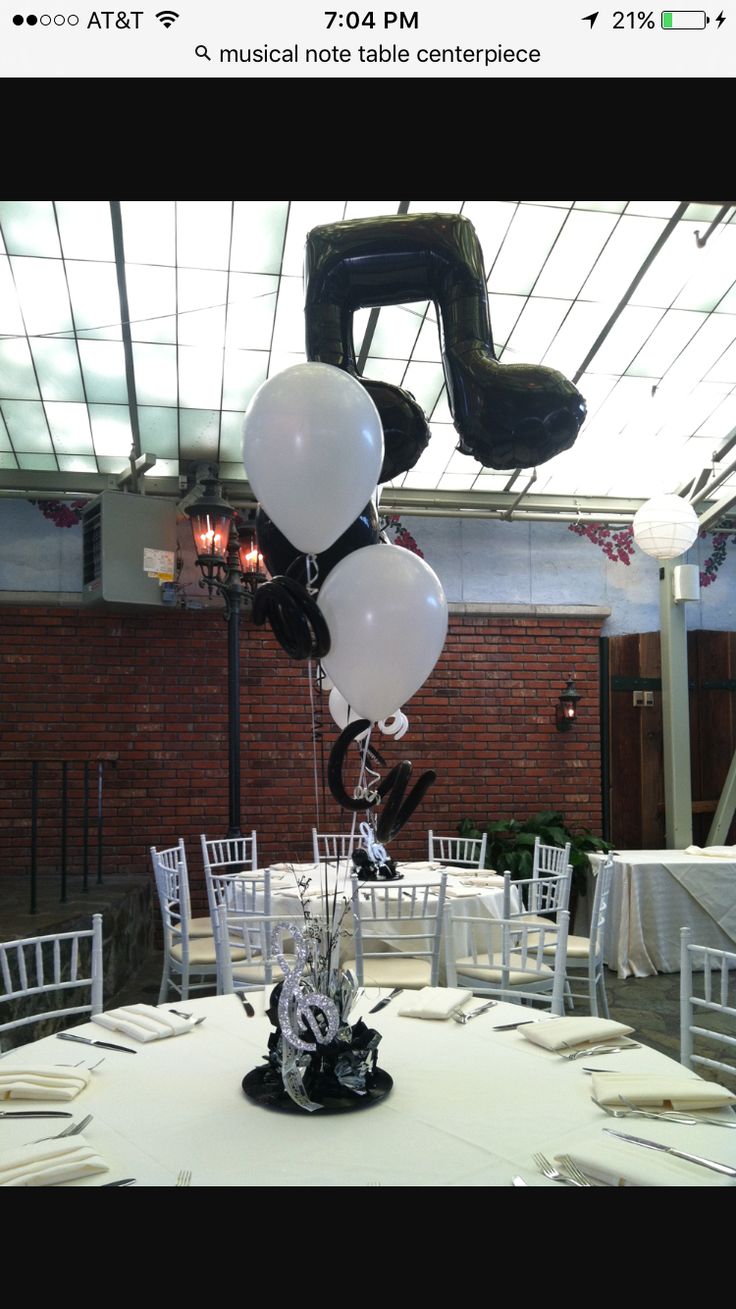 Centerpieces Helium Latex Balloon White and Black with Music Notes Bunch - Perfect for special occasions!