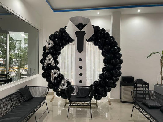 Customize Suit Designed Balloons Silver Letters "PAPA" Foil and Black Latex - Perfect for special occasion