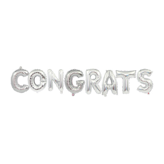Silver CONGRATS Foil Balloon Banner Silver - Perfect for Surprises!